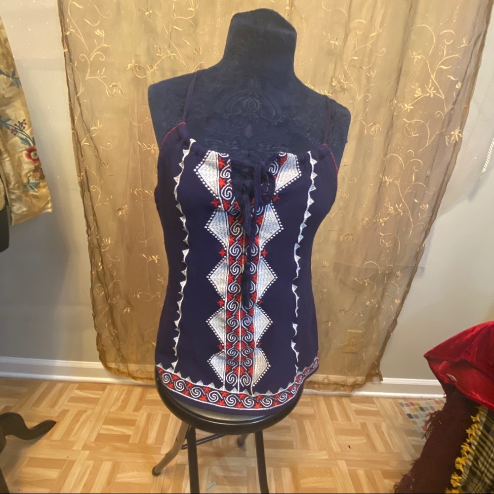 Jade S Small Embroidered Cotton Boho Tank Top